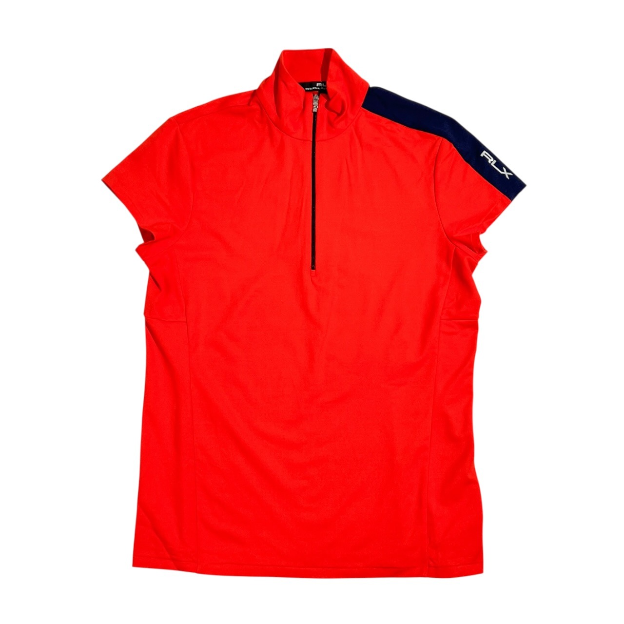 USA製 RLX RALPH LAUREN ラルフローレン ハーフジップ 半袖 プルオーバー シャツ サイズ M /蛍光オレンジ系 スポーツ トレーニング アメリカ製
