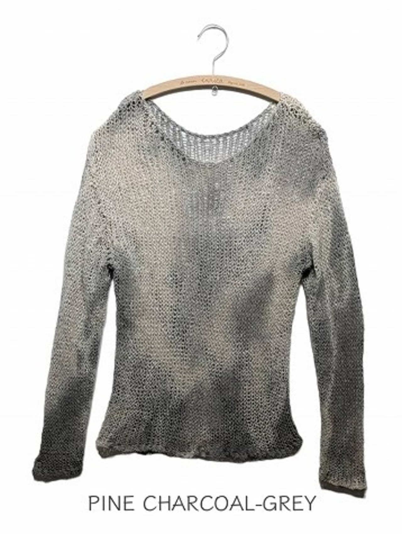 KNIT 236 【廃棄パイナップル炭のムラ染め綿麻ニット】