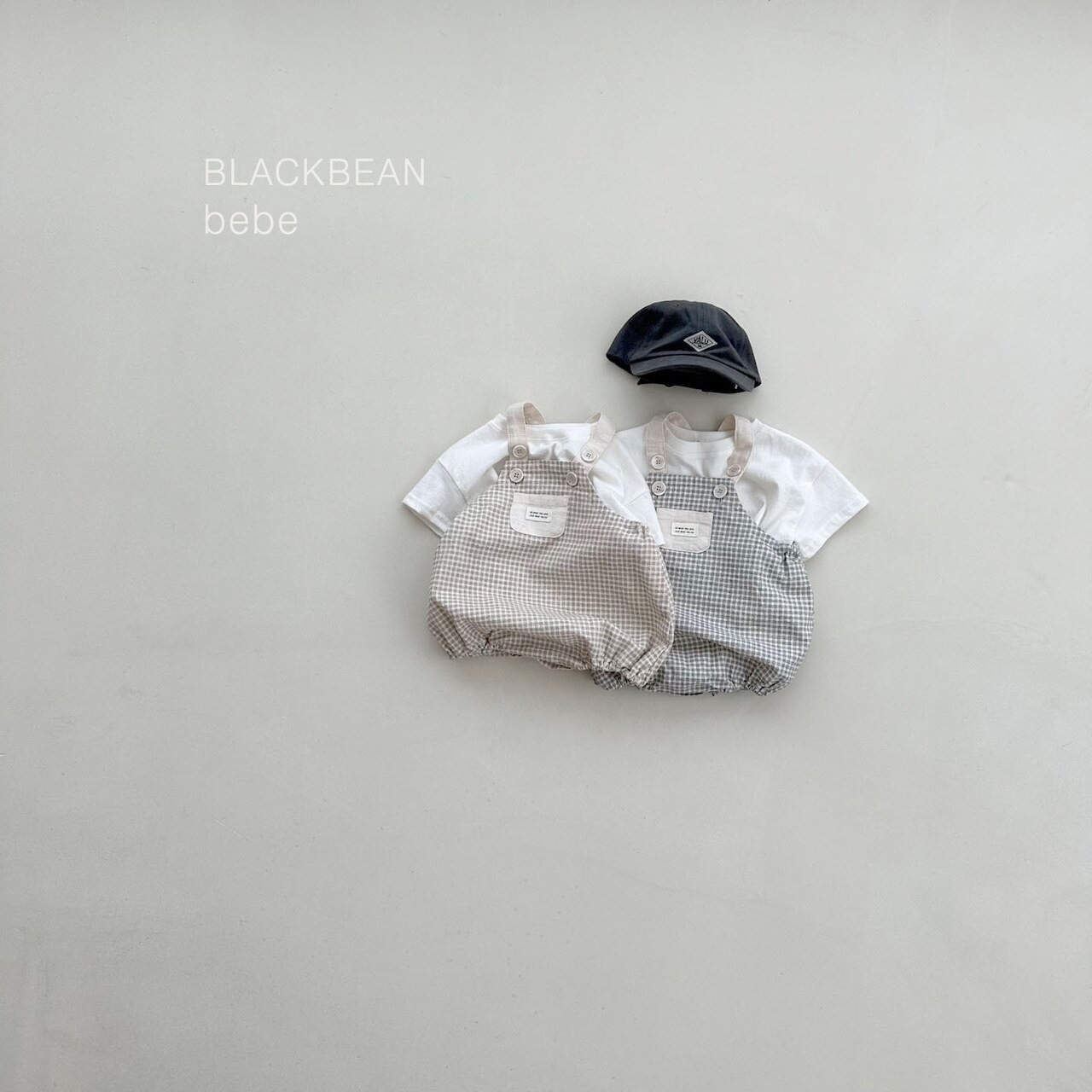 【BLACK BEAN】チェックサロペセット ブラック 60〜80cm - 7