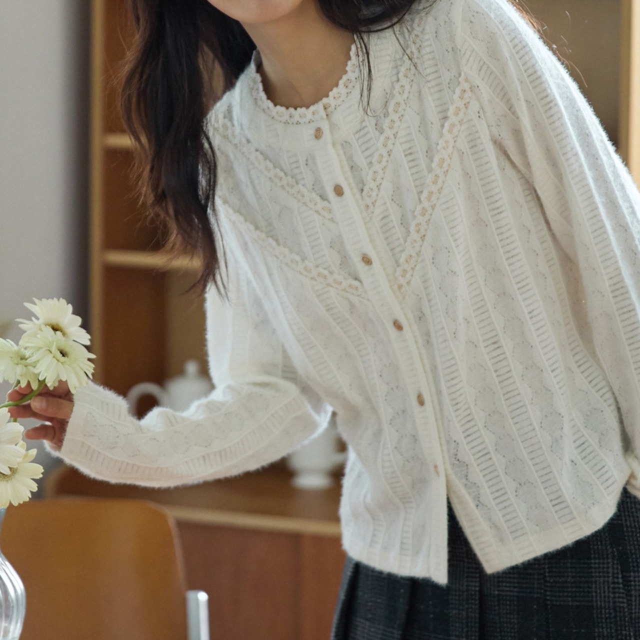 かぎ編みレースブラウス W01021