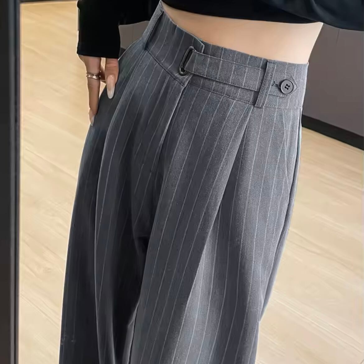 stripe classic wide pants