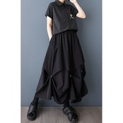 ダーツボタン装飾 Aライン スカート 00131