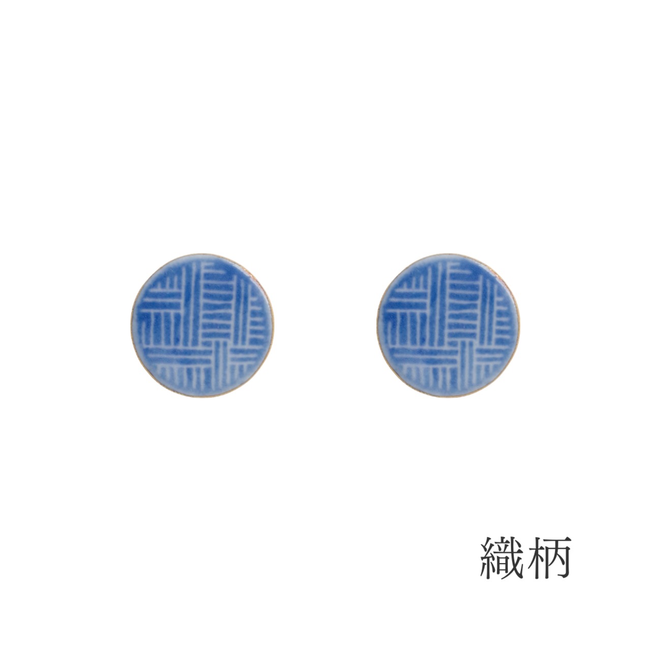手描きの丸いタイル ピアス・イヤリング