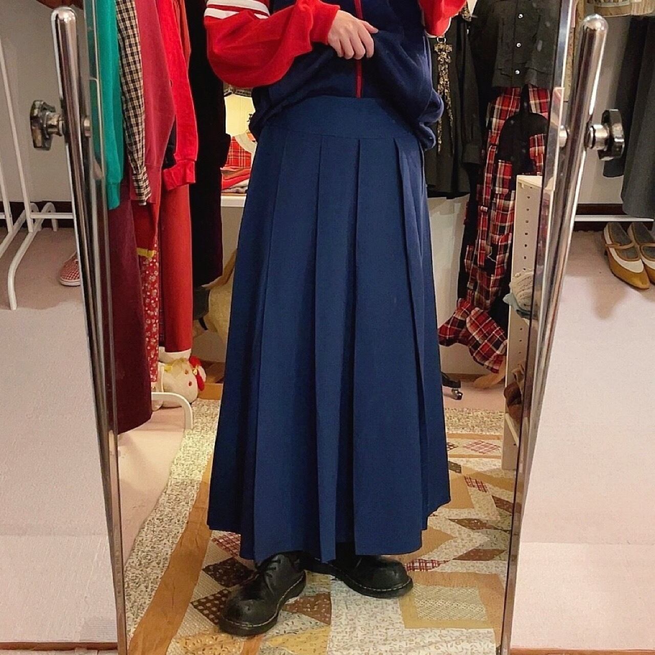 KENZO / blue pleats long skirt