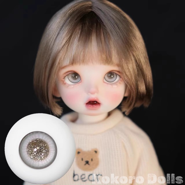 BJD グラスアイ】3/4/6分用 ドールアイ ラメ入り シルバー キラ瞳 12mm