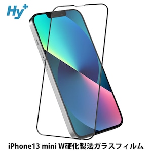 Hy+ iPhone13 mini フィルム ガラスフィルム W硬化製法 一般ガラスの3倍強度 全面保護 全面吸着 日本産ガラス使用 厚み0.33mm ブラック