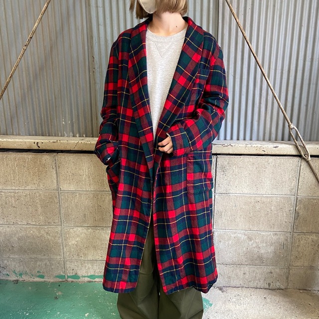 LOVELESS タータンチェックガウンコート チェスターコート レッド M 
