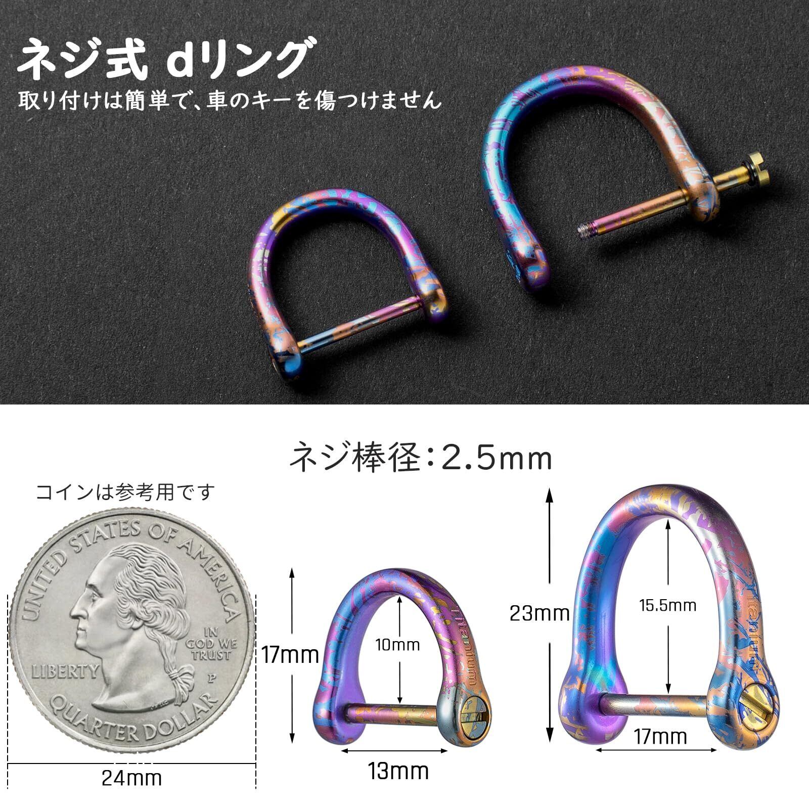 人気商品】[TISUR] チタン Dリング キーホルダー dかん金具 ネジ式