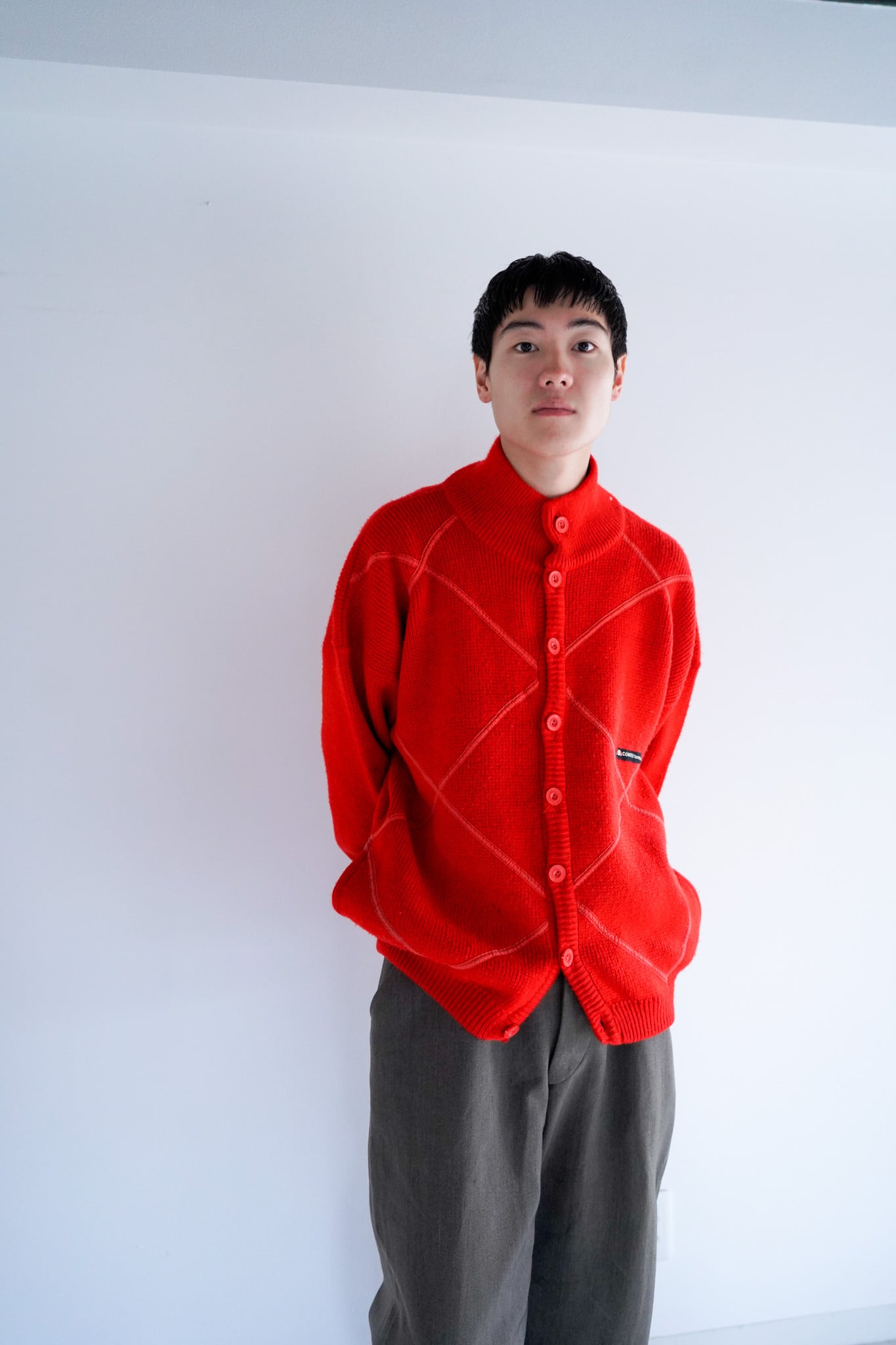 【1980s】"Made in Italy" Europe Knitting Jacket/ 5-375