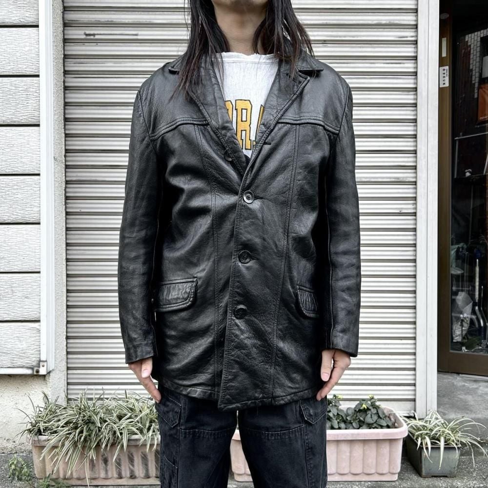 Vintage Lamb Leather Jacket [Unknown Brand] [1990s~] Black Button