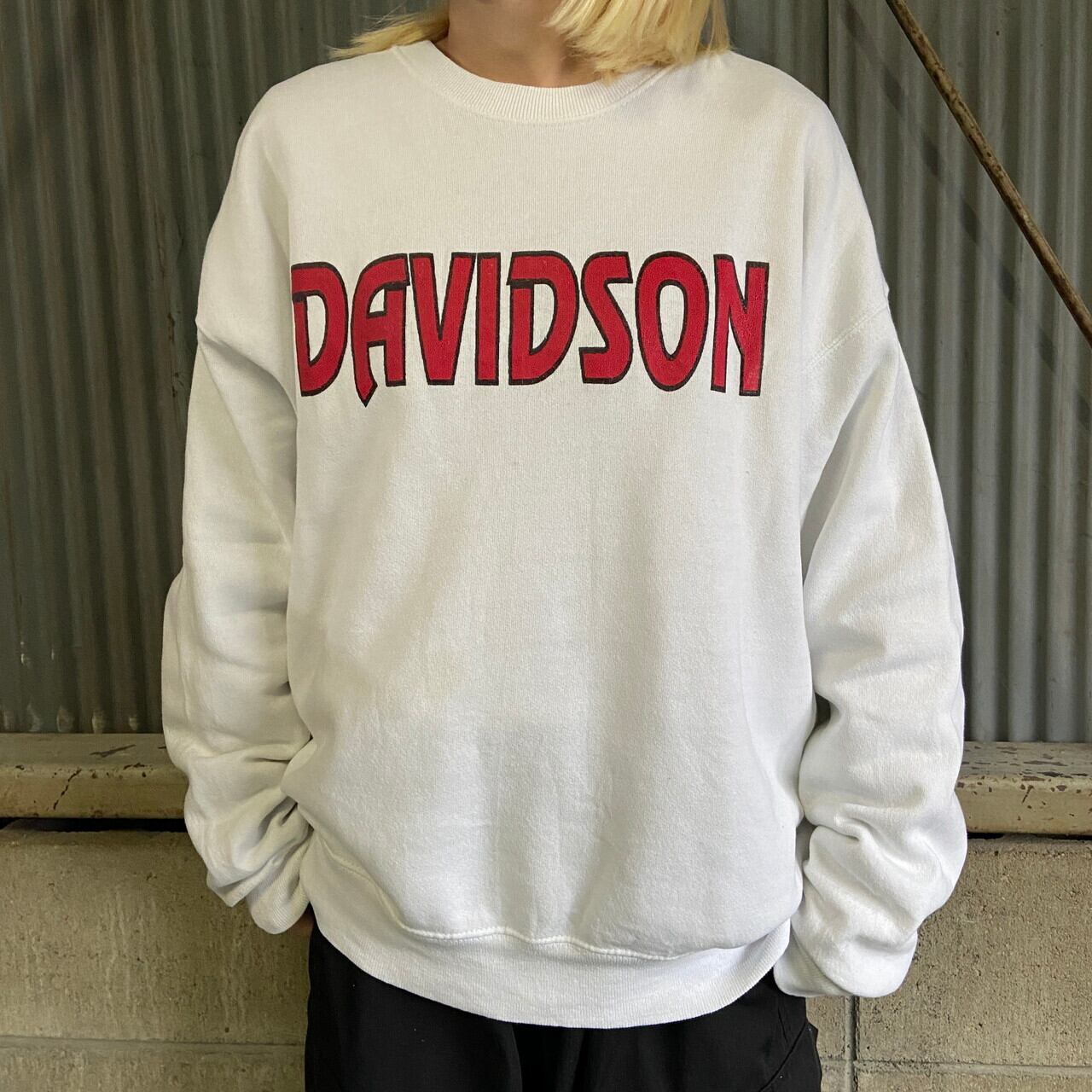 90年代 USA製 Lee リー DAVIDSON カレッジロゴ プリント スウェットシャツ メンズXL 古着 90s ビンテージ ヴィンテージ  トレーナー ホワイト 白【スウェット】【AN20】 | cave 古着屋【公式】古着通販サイト