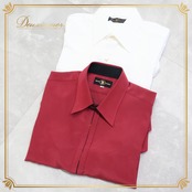 社交ダンス 衣装 MAISON DE DANSE 2点 セット まとめ売り シャツ ブラウス レッド系 ホワイト系 白 赤 無地 メンズ 長袖 ダンス パーティ 発表会 レッスン 練習 男性 レッスンウェア 舞台衣装 ステージ