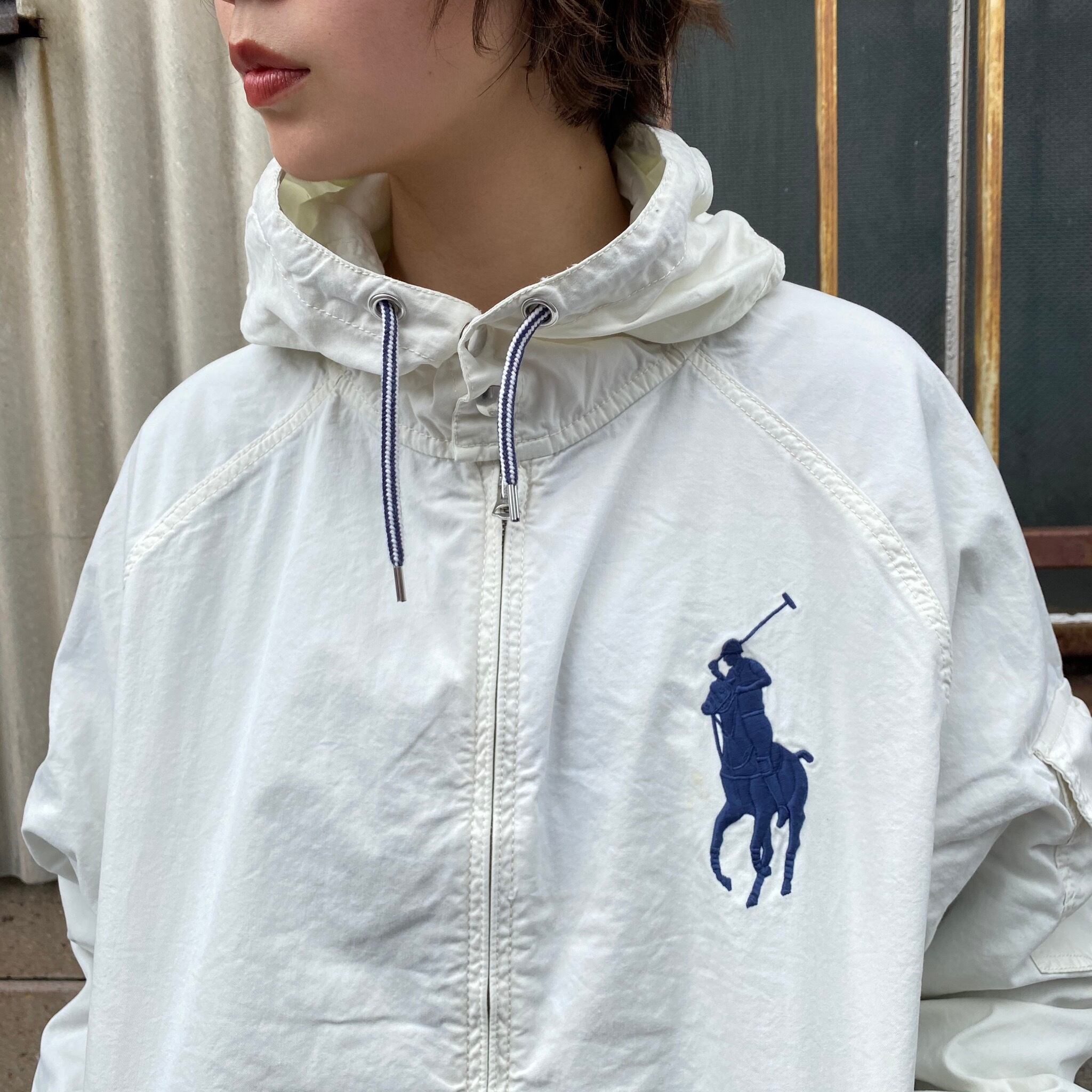 訳あり特価 Polo by Ralph Lauren ポロラルフローレン ビッグポニー ナンバリング コットンパーカー スイングトップ ハイネック  TALONジップ ホワイト 白 メンズXL 古着【ブルゾン・ジャケット】 | cave 古着屋【公式】古着通販サイト powered by BASE