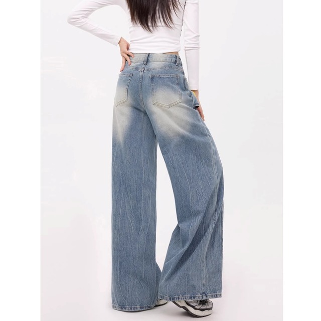 フラップグラフィックプリントワイドラインデニムパンツ 1col   R01874