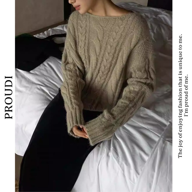 【ボートネックドルマンスリーブ長袖トップス】P02120