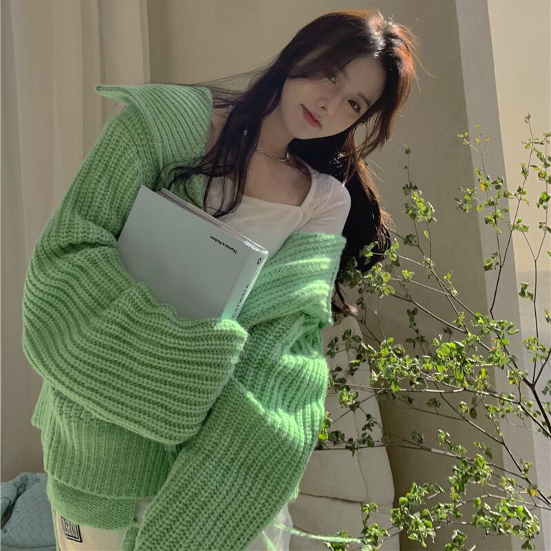 ニットセーター カーディガンジャケット オータムウィンタールーズトップス ロング 秋物 冬物 ブラックストロベリース52766492710