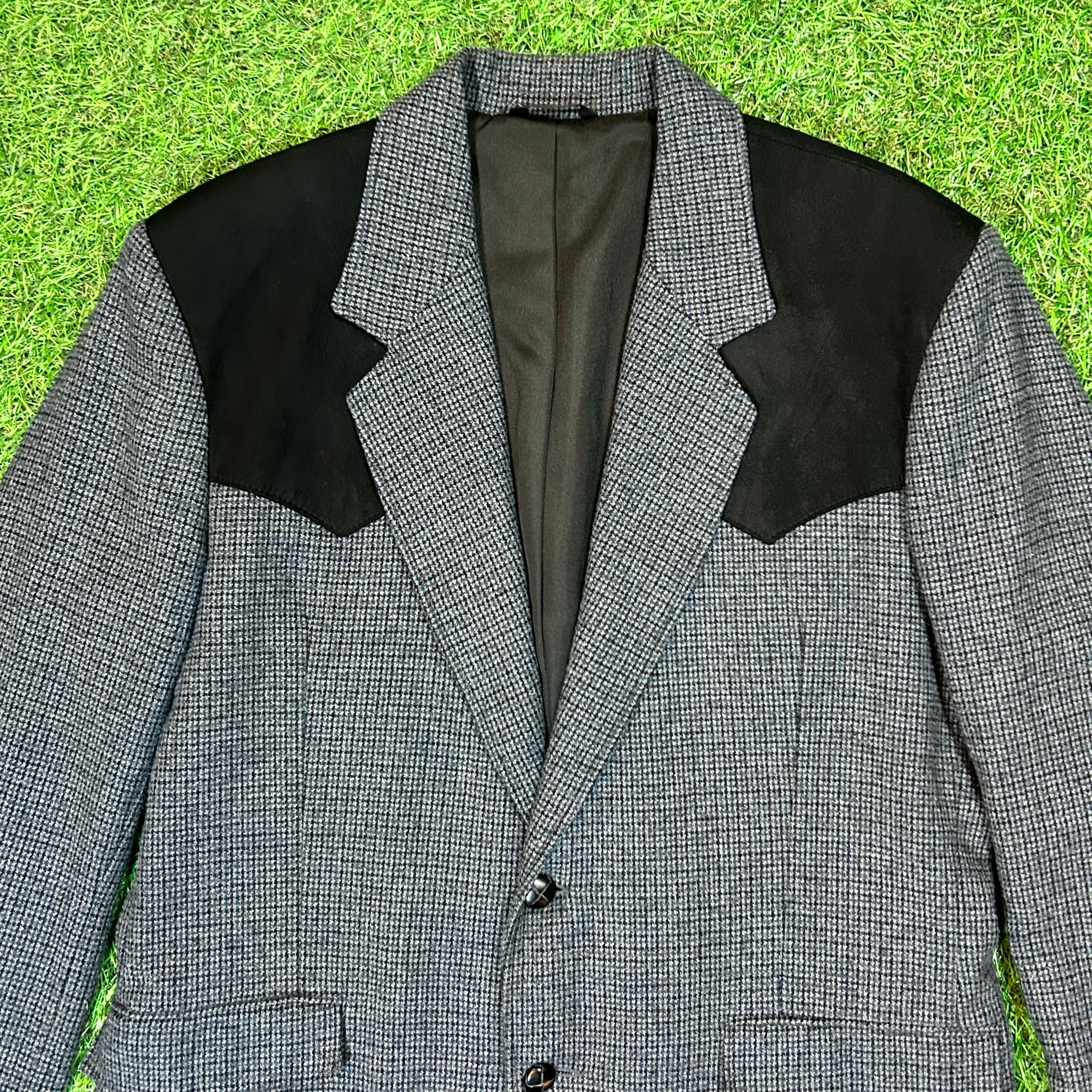 Men's】80s ウエスタンデザイン グレー チェック テーラードジャケット
