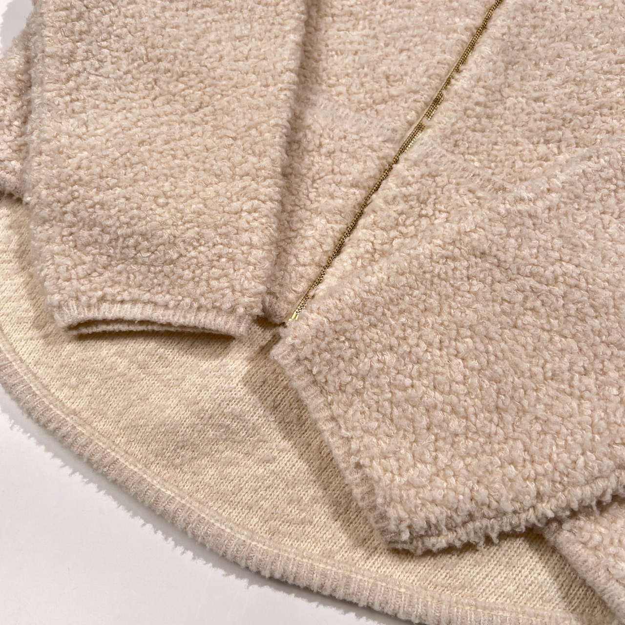 MACPHEE マカフィー トゥモローランド ボア フリース系 ニット ジップ ジャケット サイズ S /レディース/アイボリー系