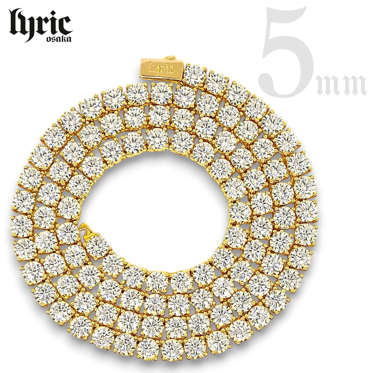 5mm 55cm  luxury tennis necklace gold テニスネックレス