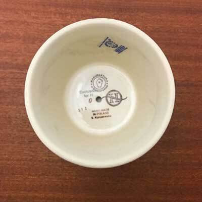 ポーランド陶器 ペットボウル 高さのあるお皿 猫と肉球柄 | 猫グッズの