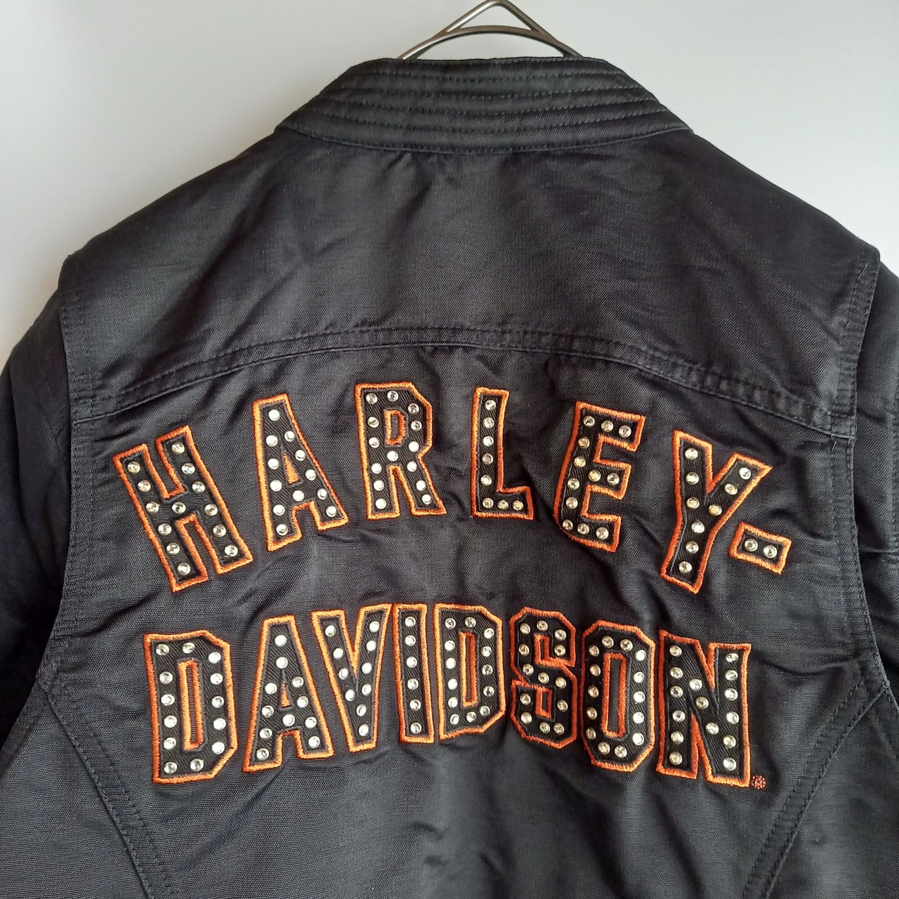 ハーレーダビッドソン　フライトジャケット　刺繍　ブラック　S