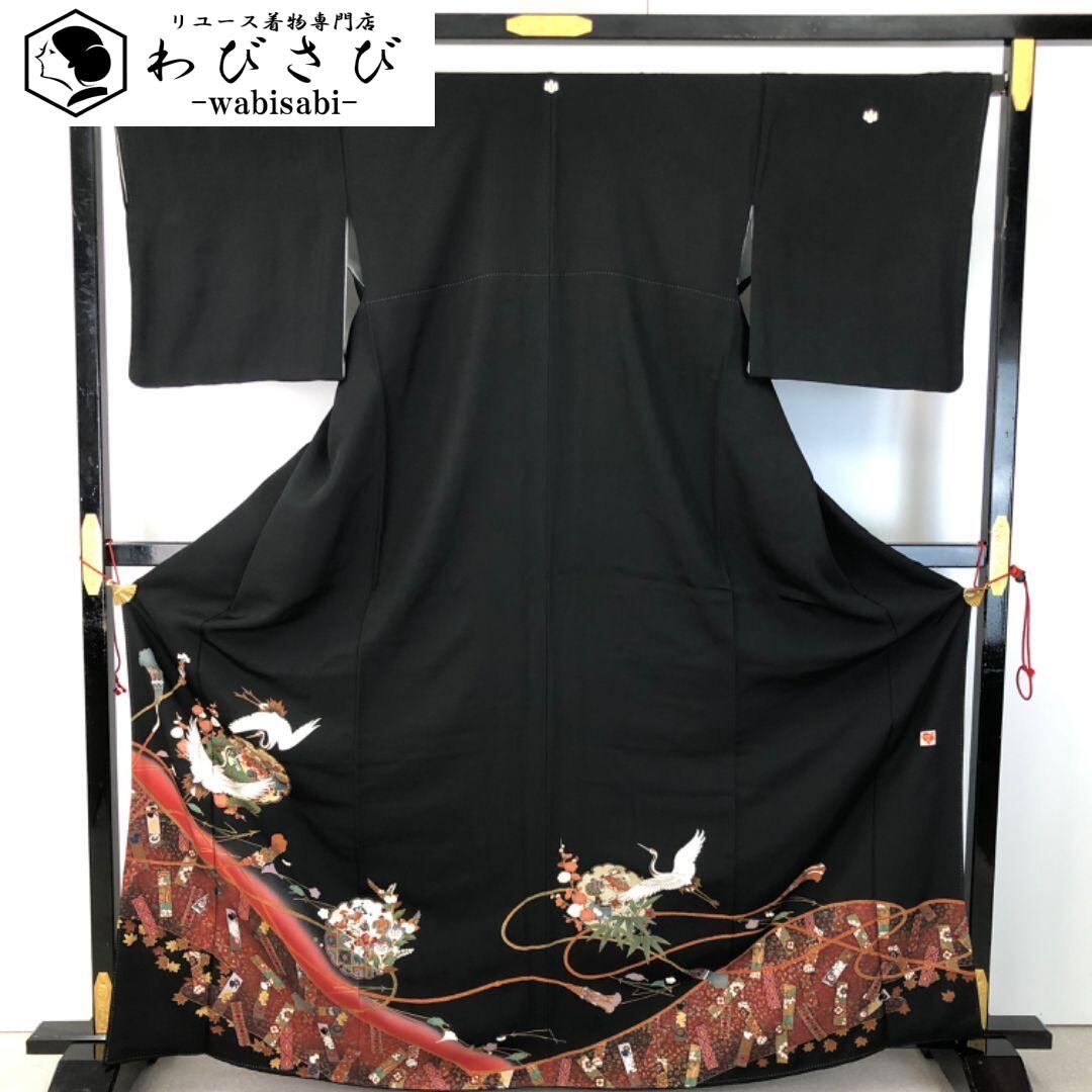 紬着物 縦縞絣模様 灰色 しつけ糸 K-4152 着物 きもの kimono 和服