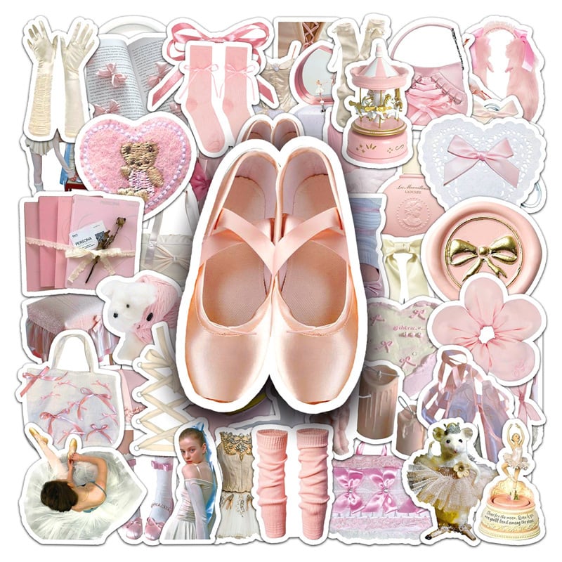 071ステッカー　バレリーナの女の子　クラフト　アンティーク　シール バレエ バレリーナ ステッカー フレークシール 50枚入り バレエ