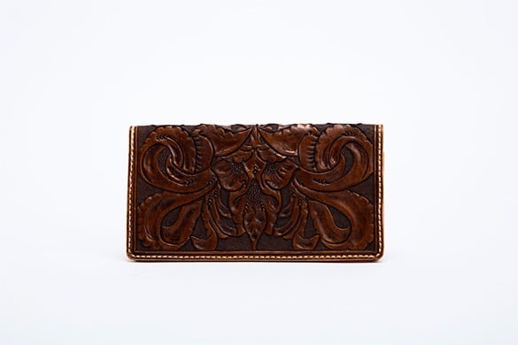 Carving The Fall Leather Long Wallet Italian Brown | NΘU・MU powered by BASE