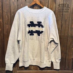 1990's  "NOTRE DAME" CRABLE SPORTS WEAR SWEAT SHIRT MADE IN USA  【サイズ表記 XL】/  1990年代～  "ノートルダム”  クラブル スポーツウェア プリント スウェット アメリカ製
