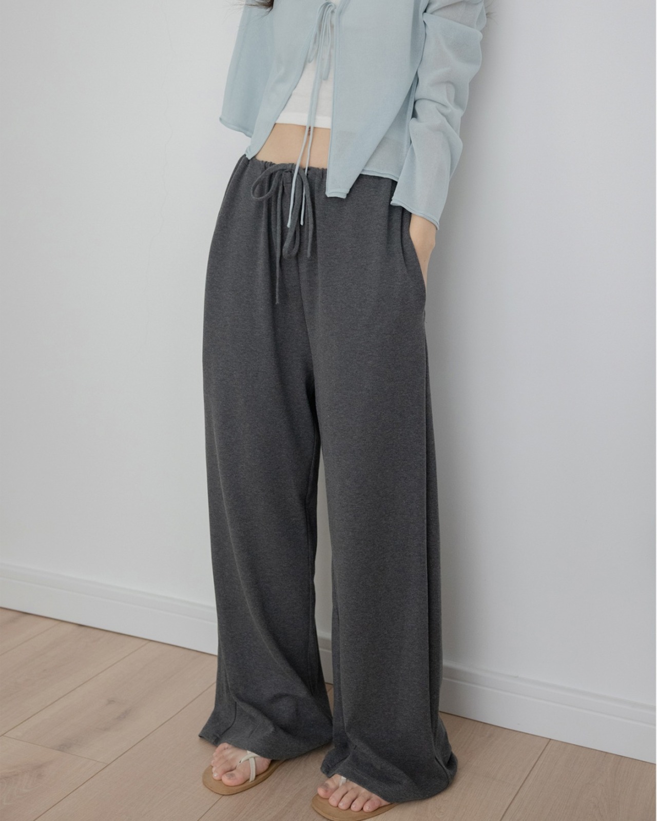 Draped straight knit Pants T20068