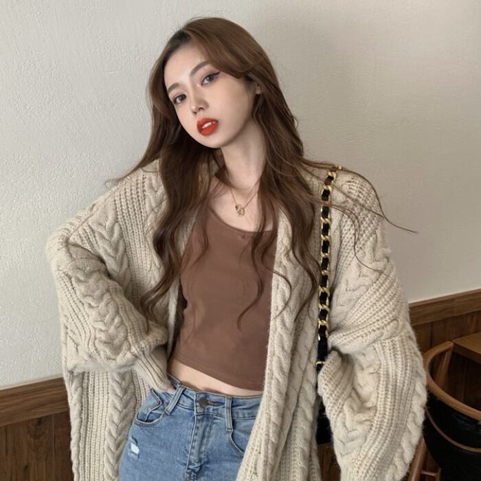 セーター カーディガンジャケット オータムウィンターニットトップス ルーズ 秋物 冬物 萌量不足24548053647