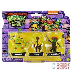 プレイメイツ タートルズ ミュータント・パニック！ TMNT ラファエル / エイプリル / レザーヘッド ミニフィギュア ３パック 未開封