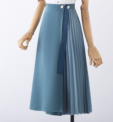 春秋新作 レディース ボトムス スカート プリーツスカート ロング丈 不規則 通勤風