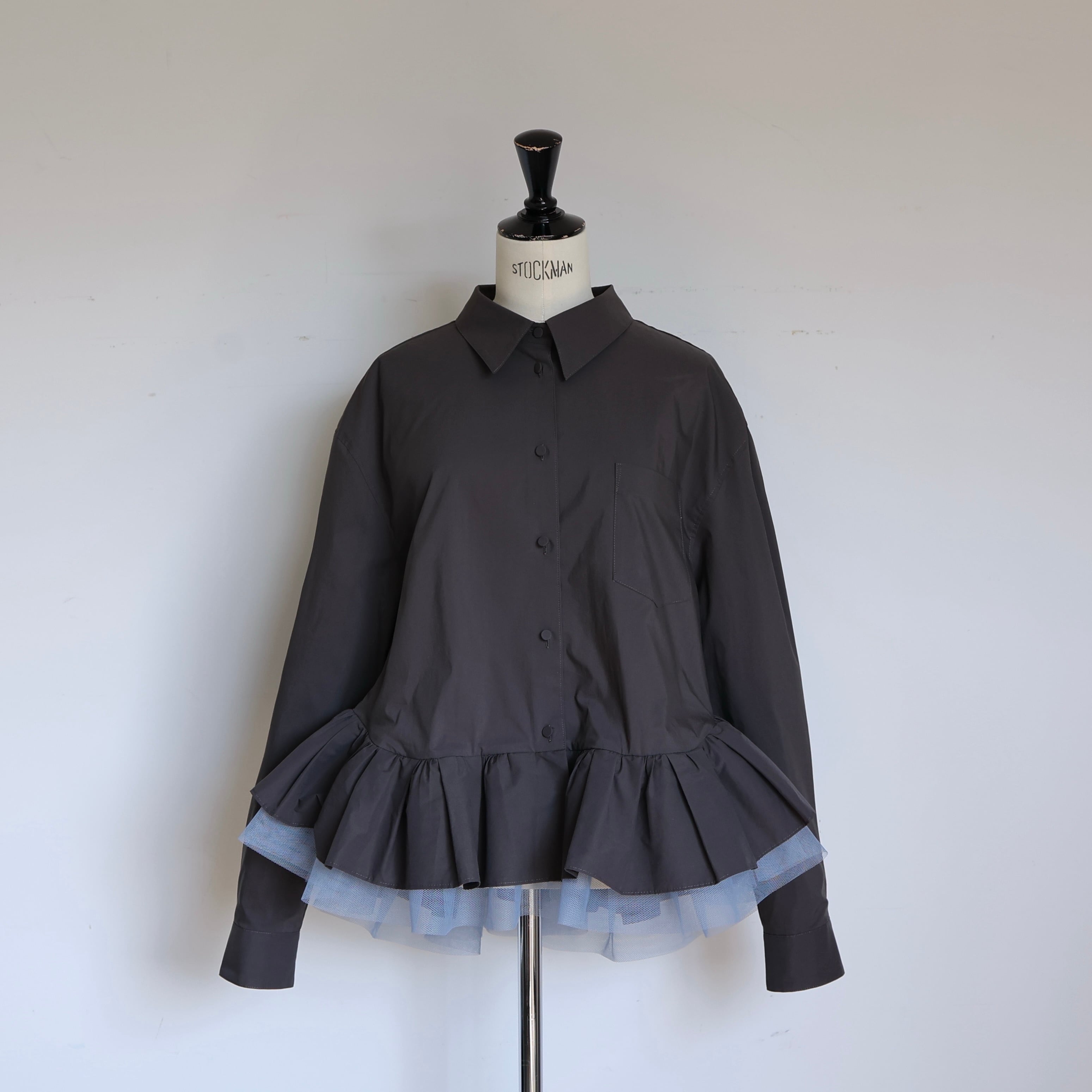 gypsohila★Tulle Frill Blouse(チャコールグレー) GPS-564 Tulle Frill Blouse 2 | gypsohila