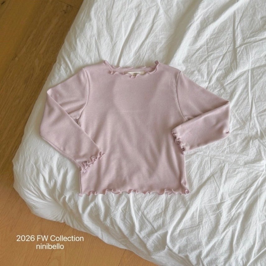 送料無料【予約】/ ソフトひらひらハーフネックTシャツ / ninibello