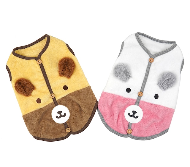 my bear vest  S ~ 2XL 2color  /  犬服 秋冬 新作 ドッグウェア フリース トップス 可愛い 犬の服 ペット わんこ服 小型犬 中型犬 猫