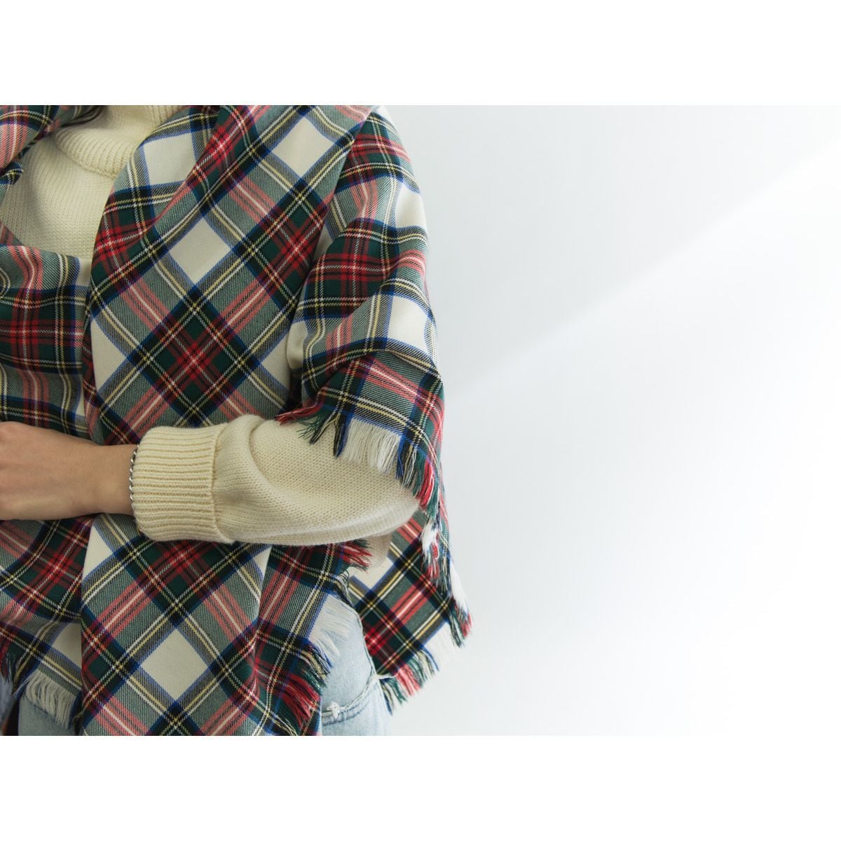 【ALJEAN】Made in CANADA Tartan check Triangular stall（カナダ製 タータンチェック トライアングル ストール）12a