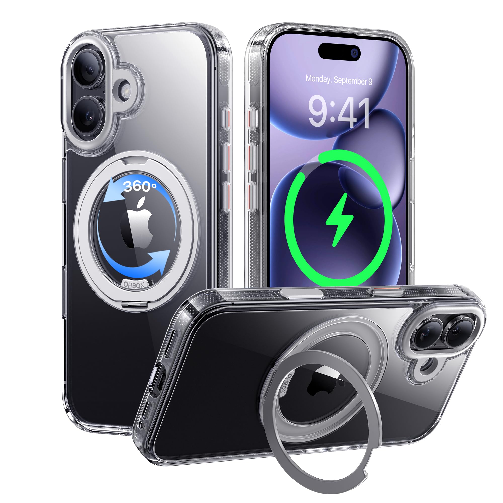 iPhone 17 用 ケース MagSafe対応 多機能360度回転スタンドiPhone 17 ケース 米軍MIL規格 全方向耐衝撃