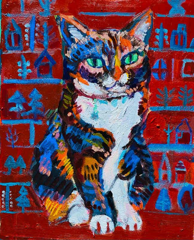 OIL COLOUR | 油彩画 #現代アート #犬 #猫