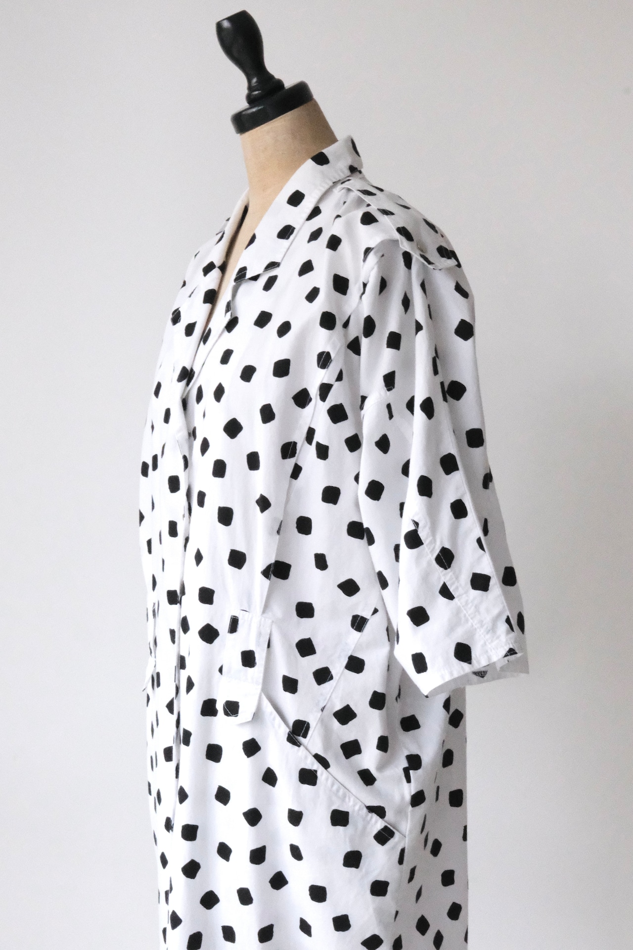 80's mood square dot shirt dress