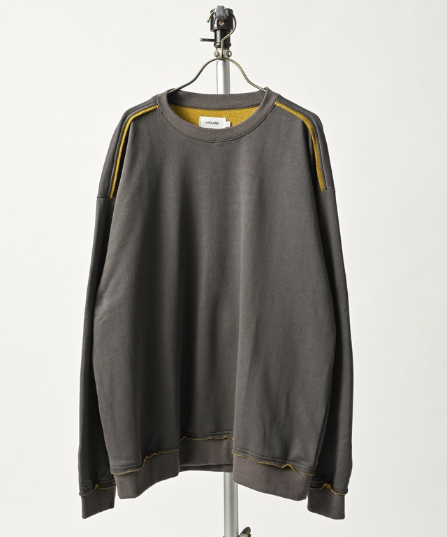 ATELANE Suede-Finish Ponte Crew Neck with Contrast Sleeves (BLK) 26A-24010