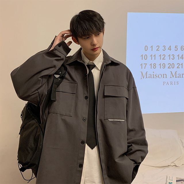 【予約販売】ブルゾン メンズ アウター ストリート ショート丈 オーバーサイズ ワイン グレー こなれ感 お洒落 韓国 トレンド 春 秋 冬 M/L/XL/2XL