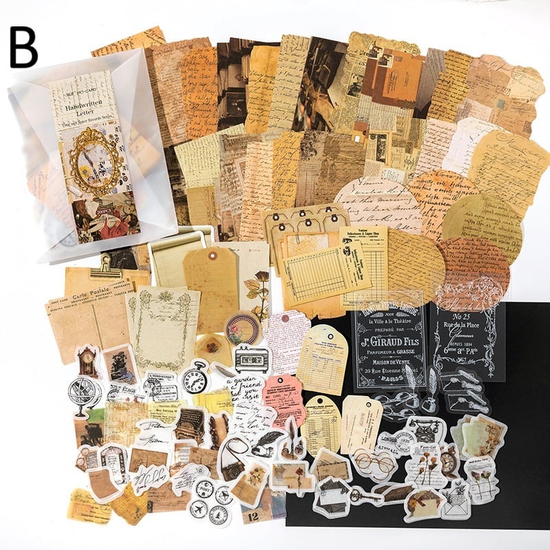 新入荷】素材セット 大容量 200枚 全4種 セピア色 時空ノート