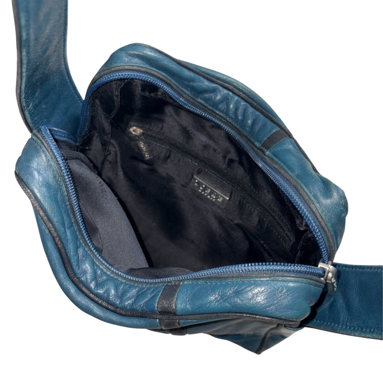 vintage LOEWE blue green leather shoulder bag