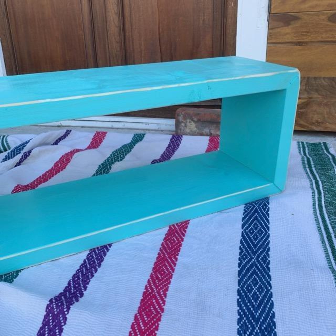 TOPANGA Furniture　カラフルウッドボックス　Lサイズ/ターコイズブルー