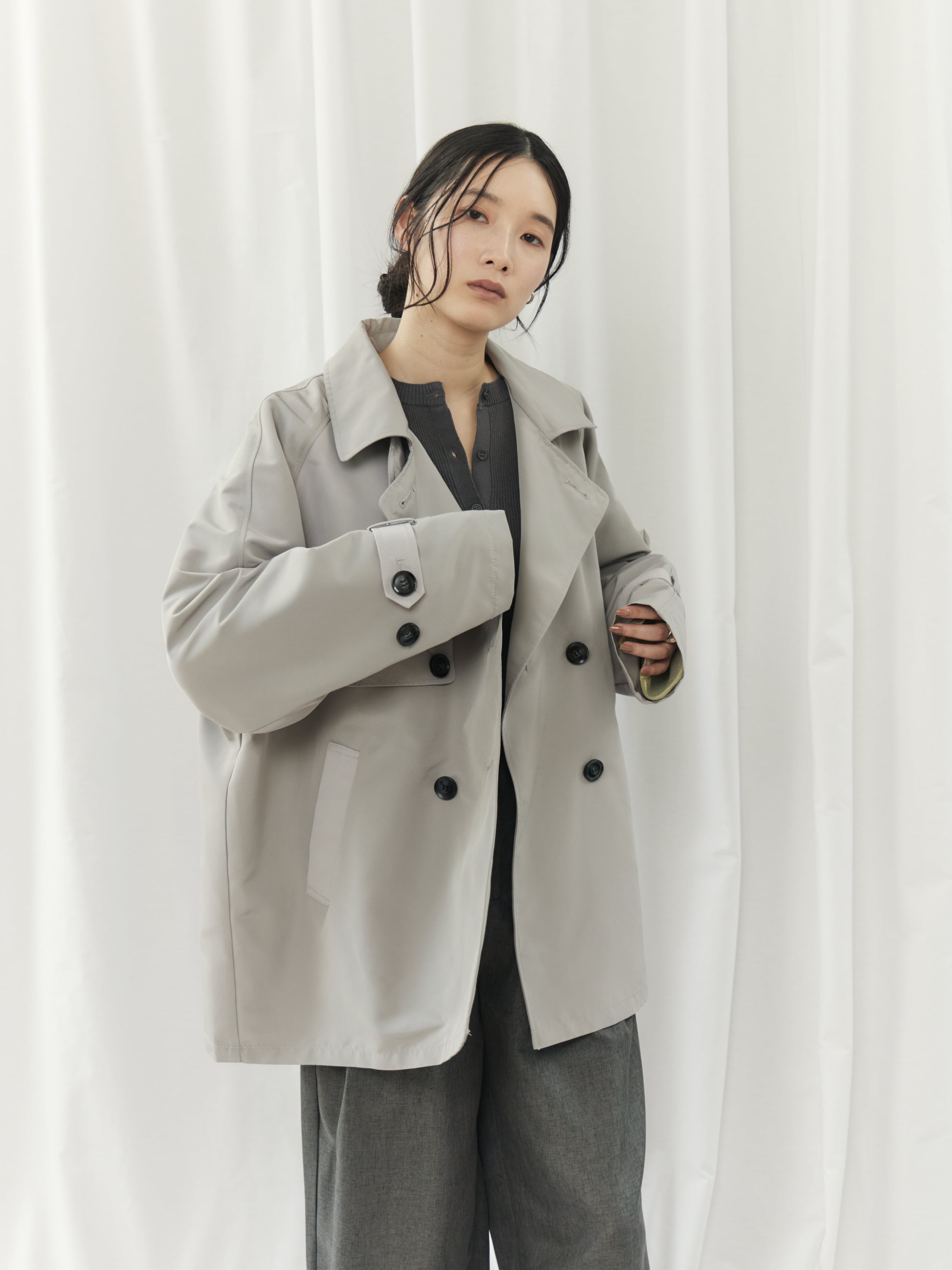 BICOLOR SHORT TRENCH COAT（ﾊﾞｲｶﾗｰｼｮｰﾄﾄﾚﾝﾁｺｰﾄ）【3676100】 | CIEL'AIR