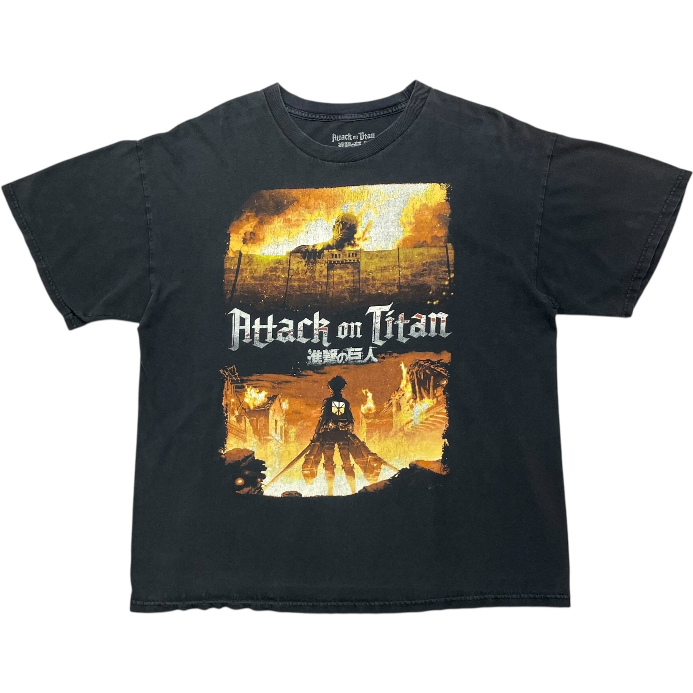 《XL》 進撃の巨人 Attack on Titan アニメTシャツ プリント ブラック no.7998