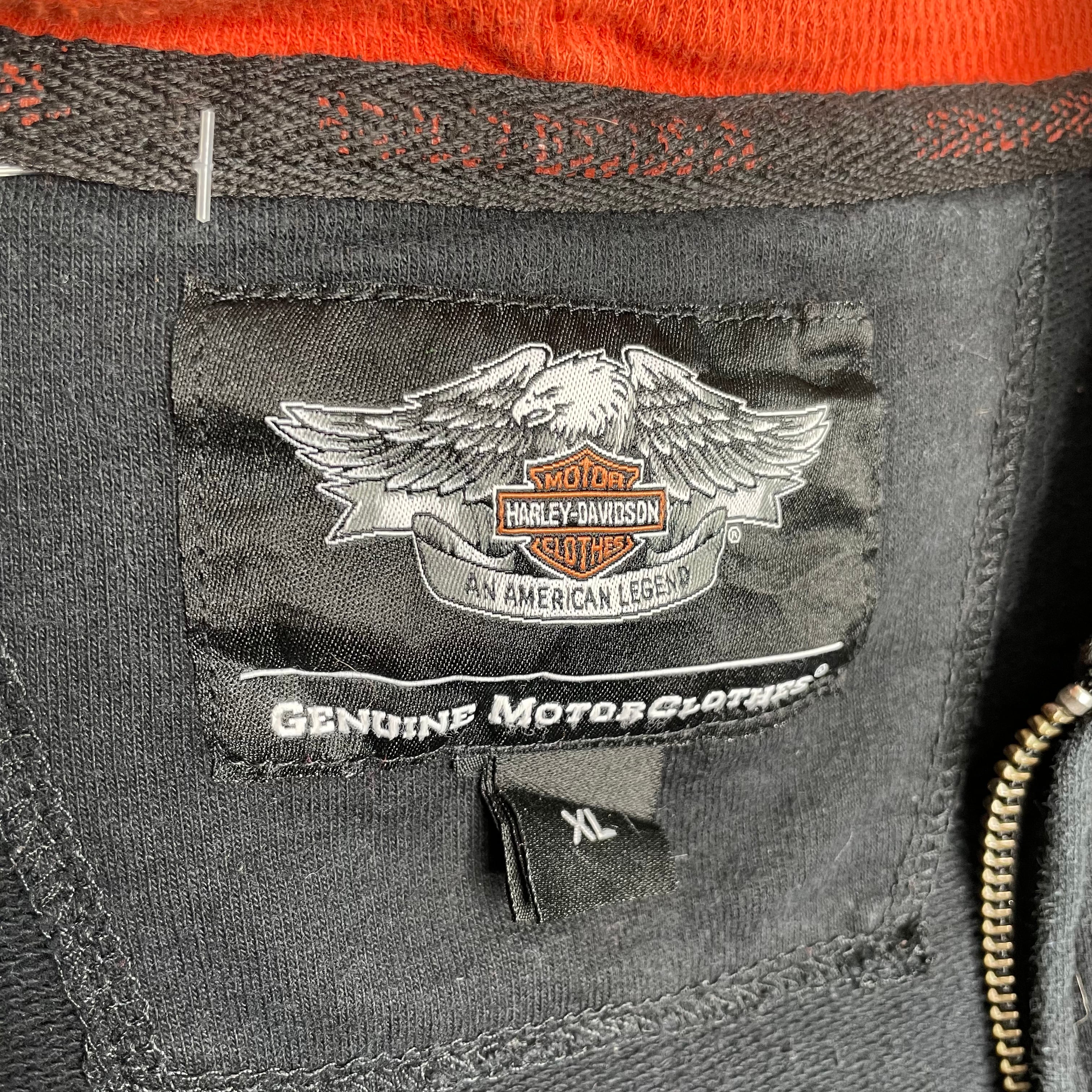 HARLEY-DAVIDSON パーカー XL 厚手 ヘビーコットン フルジップ 刺繍 
