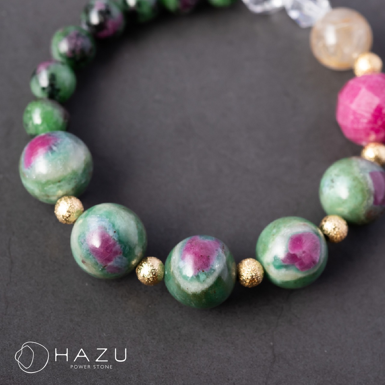 天眼模様／夢で見た神秘の森［ルビーインフックサイト・インゾイサイト／ルビー／ルチル／水晶］