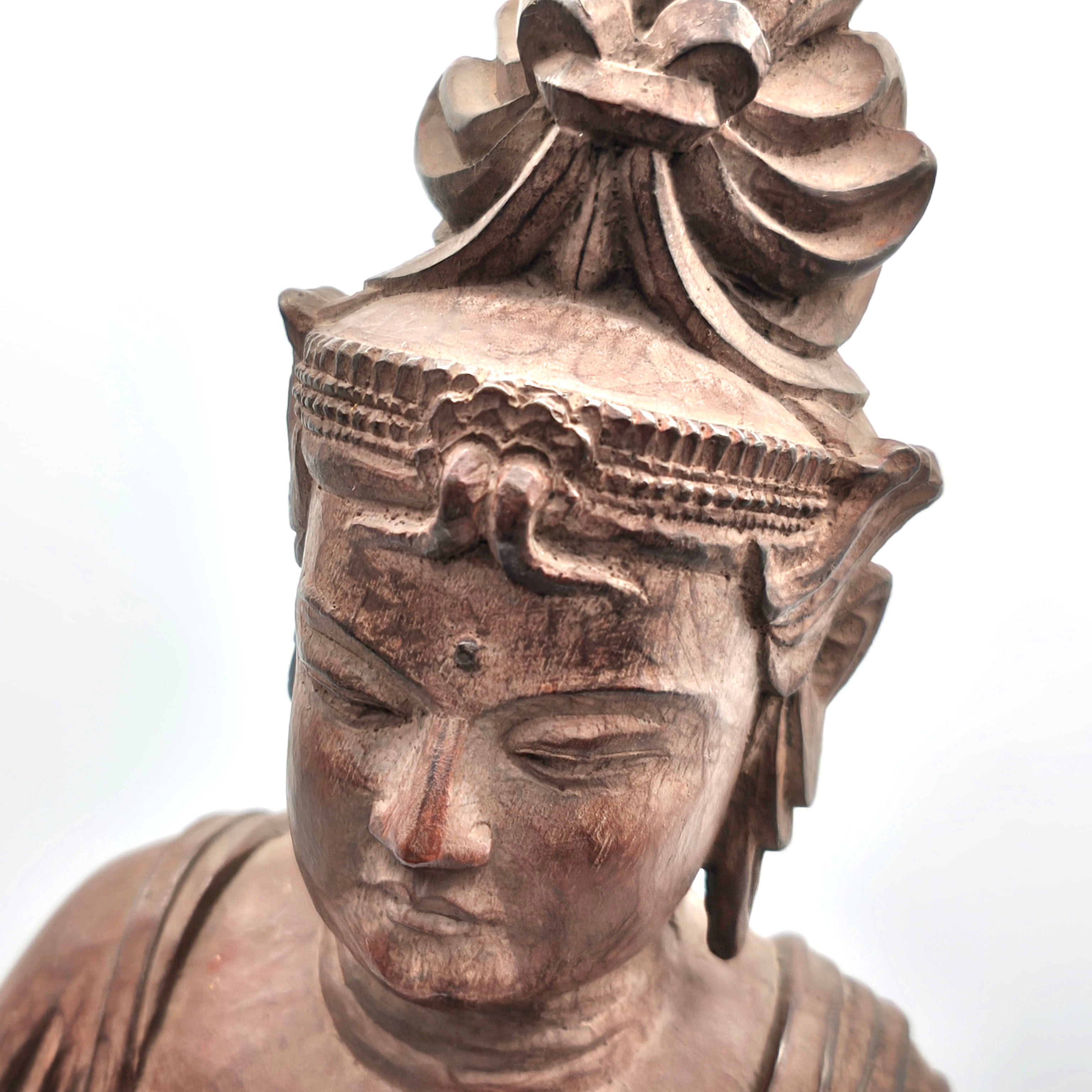 伝如意輪観音・菩薩半跏像・木彫・仏像・全長約48㎝・置物・No.250615